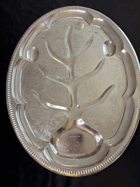 2 Vintage Silver Meat Carving Platter “ Tree of Life”